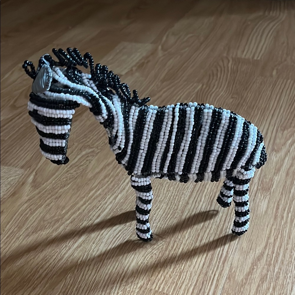 Beaded Zebra Accent Piece
